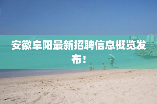 安徽阜阳最新招聘信息概览发布！