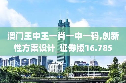 澳门王中王一肖一中一码,创新性方案设计_证券版16.785