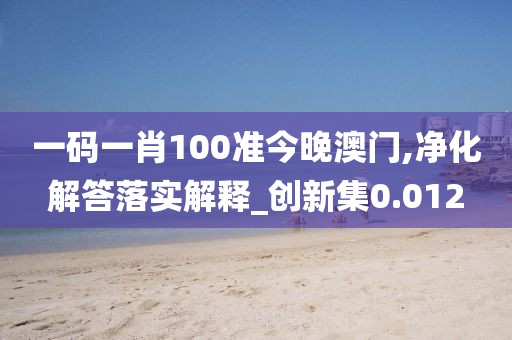 一码一肖100准今晚澳门,净化解答落实解释_创新集0.012