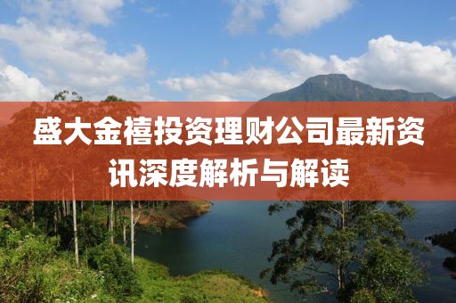 盛大金禧投资理财公司最新资讯深度解析与解读