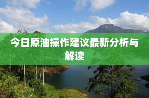 今日原油操作建议最新分析与解读