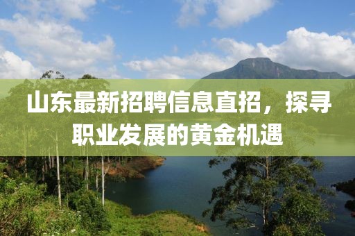 山东最新招聘信息直招，探寻职业发展的黄金机遇