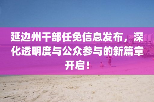 延边州干部任免信息发布，深化透明度与公众参与的新篇章开启！