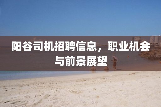 阳谷司机招聘信息，职业机会与前景展望