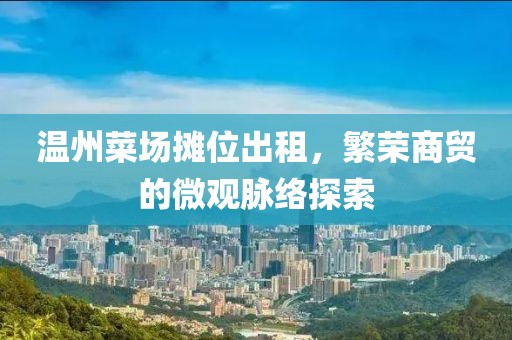 温州菜场摊位出租，繁荣商贸的微观脉络探索