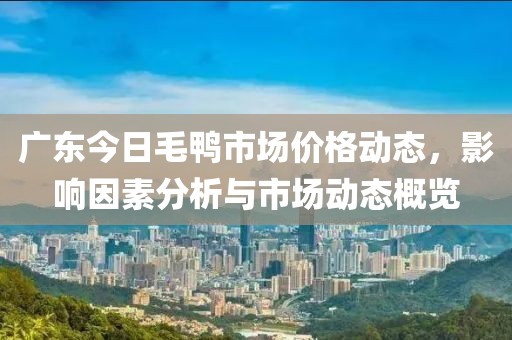广东今日毛鸭市场价格动态，影响因素分析与市场动态概览