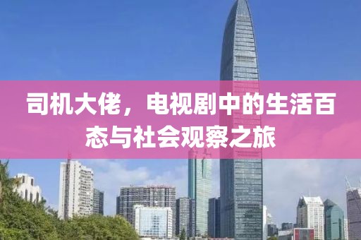 司机大佬，电视剧中的生活百态与社会观察之旅