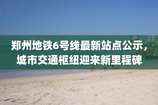 郑州地铁6号线最新站点公示，城市交通枢纽迎来新里程碑