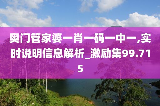 奥门管家婆一肖一码一中一,实时说明信息解析_激励集99.715