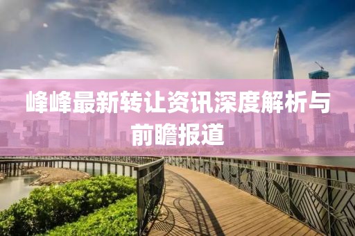 峰峰最新转让资讯深度解析与前瞻报道