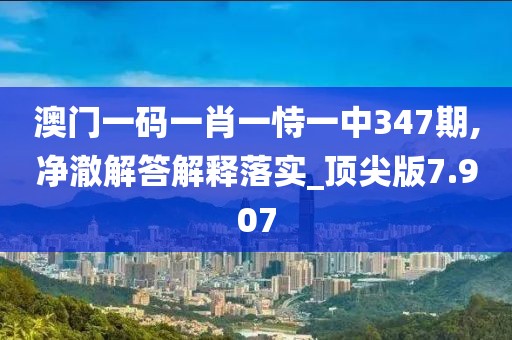 澳门一码一肖一恃一中347期,净澈解答解释落实_顶尖版7.907