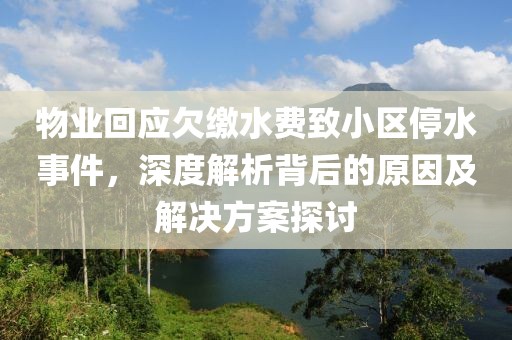 物业回应欠缴水费致小区停水事件，深度解析背后的原因及解决方案探讨
