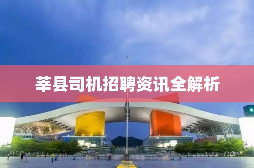 莘县司机招聘资讯全解析