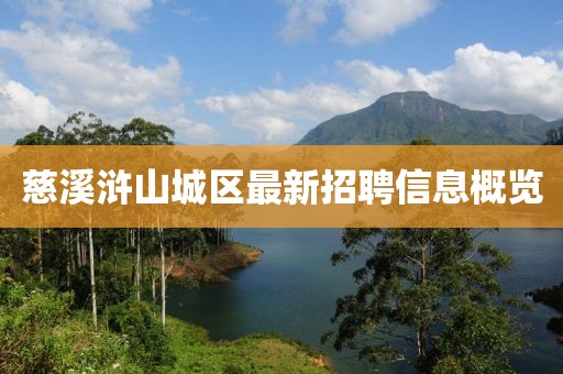 慈溪浒山城区最新招聘信息概览