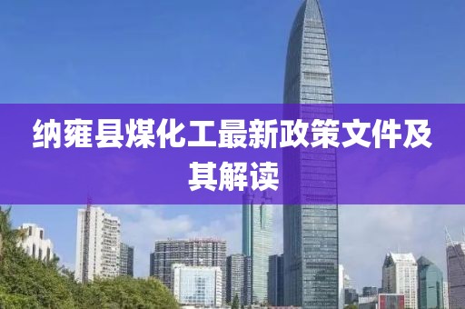 纳雍县煤化工最新政策文件及其解读