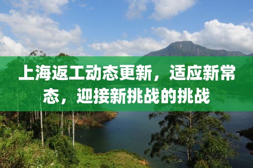 上海返工动态更新，适应新常态，迎接新挑战的挑战