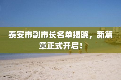 泰安市副市长名单揭晓，新篇章正式开启！