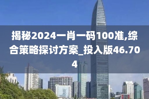 揭秘2024一肖一码100准,综合策略探讨方案_投入版46.704