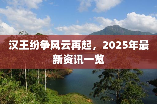 汉王纷争风云再起，2025年最新资讯一览