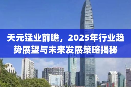 天元锰业前瞻，2025年行业趋势展望与未来发展策略揭秘