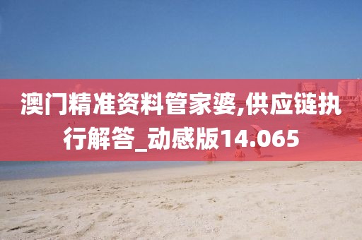 澳门精准资料管家婆,供应链执行解答_动感版14.065