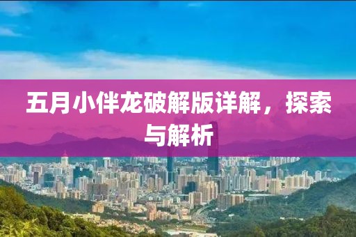 五月小伴龙破解版详解，探索与解析