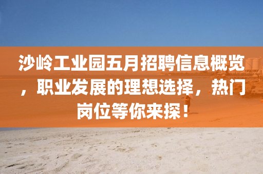 沙岭工业园五月招聘信息概览，职业发展的理想选择，热门岗位等你来探！