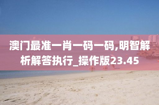 澳门最准一肖一码一码,明智解析解答执行_操作版23.45