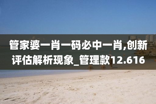 管家婆一肖一码必中一肖,创新评估解析现象_管理款12.616