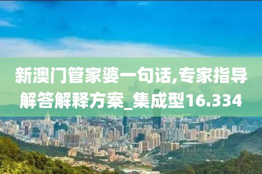 新澳门管家婆一句话,专家指导解答解释方案_集成型16.334