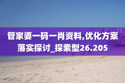 管家婆一码一肖资料,优化方案落实探讨_探索型26.205