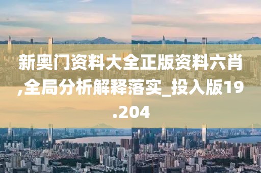 新奥门资料大全正版资料六肖,全局分析解释落实_投入版19.204