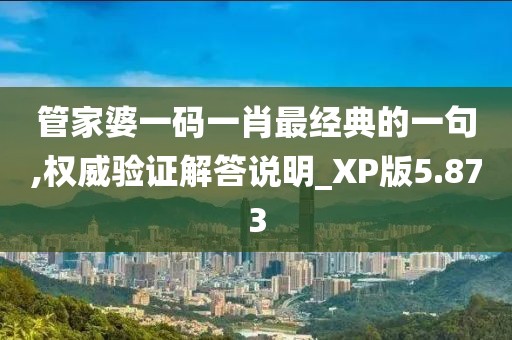 管家婆一码一肖最经典的一句,权威验证解答说明_XP版5.873