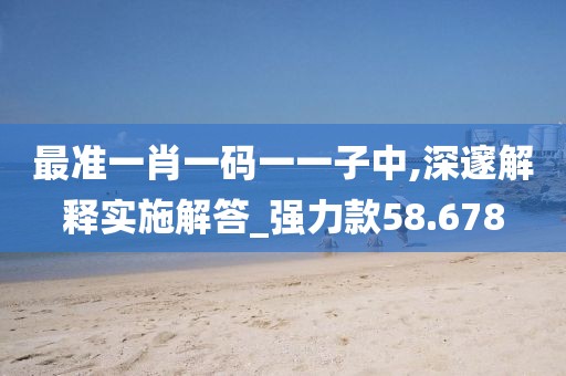 最准一肖一码一一子中,深邃解释实施解答_强力款58.678