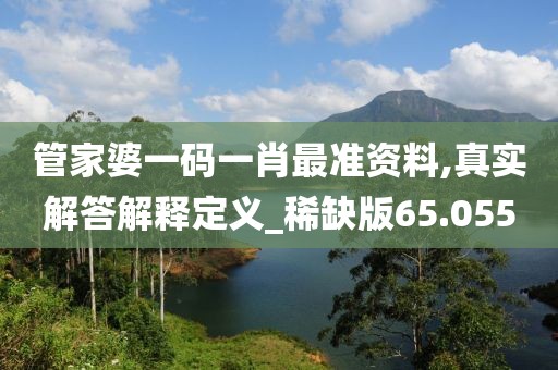 管家婆一码一肖最准资料,真实解答解释定义_稀缺版65.055