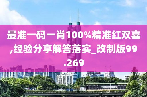 最准一码一肖100%精准红双喜,经验分享解答落实_改制版99.269