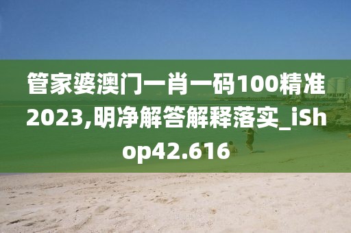 管家婆澳门一肖一码100精准2023,明净解答解释落实_iShop42.616